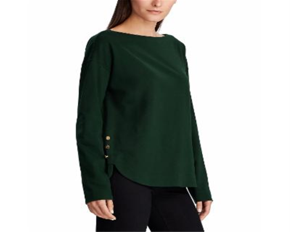 Ralph Lauren Women's Button Hem Top Green Size X-Small