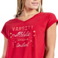 Style & Co Women's Graphic Print V-Neck T-Shirt Red Size Petite Large