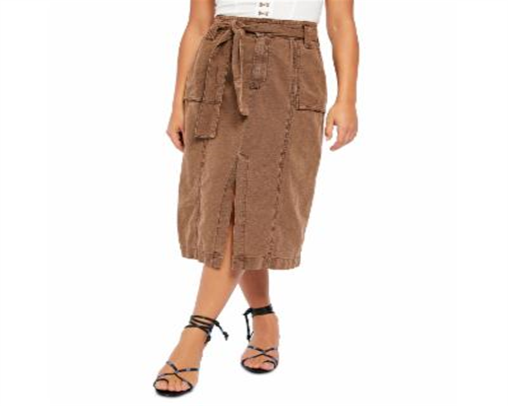 Free People Women's Catching Feelings MIDI Skirt Brown Size 10