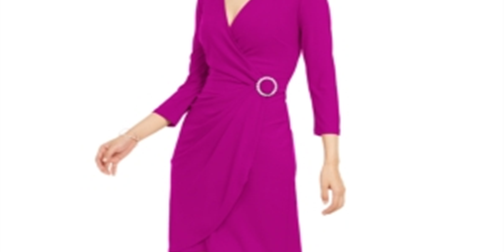 INC International Concepts Women's Rhinestone Wrap Dress Pink Size X-Small
