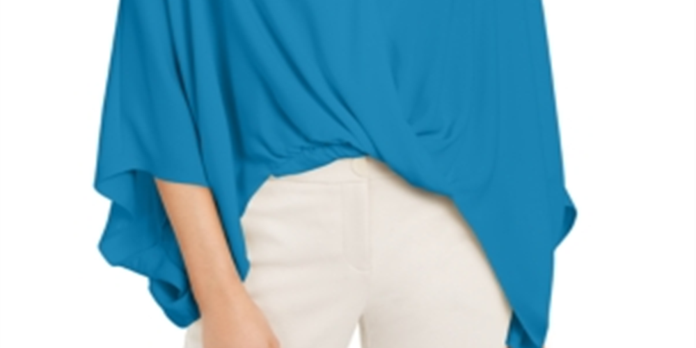Alfani Women's Island Oasis Batwing Sleeve Blouse Blue Size Small