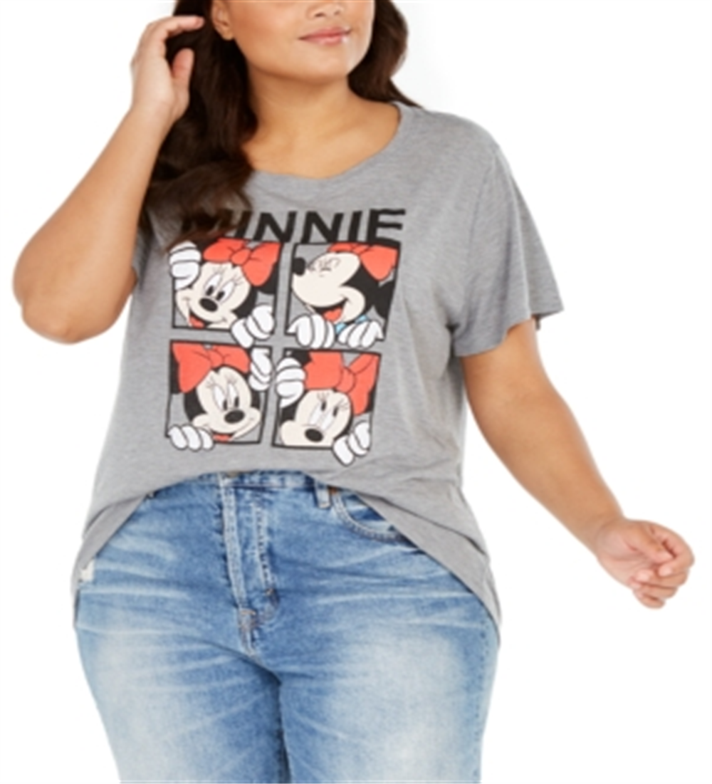 Modern Lux Women's Trendy Plus Minnie T-Shirt Gray Size 3X
