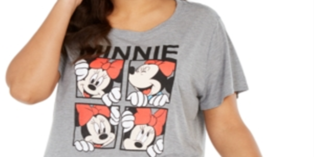Modern Lux Women's Trendy Plus Minnie T-Shirt Gray Size 3X