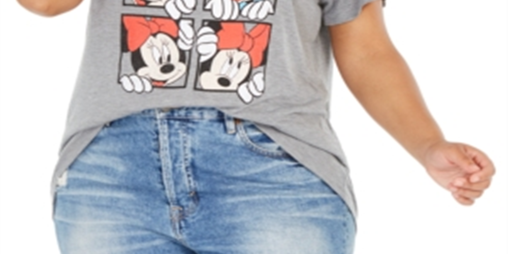 Modern Lux Women's Trendy Plus Minnie T-Shirt Gray Size 3X