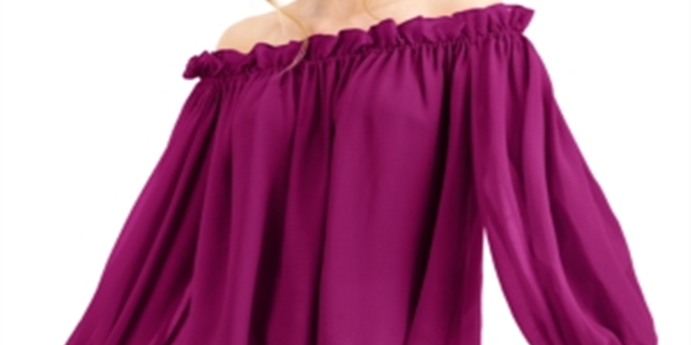 INC Women's  Off-the-Shoulder Top Off-The-Shoulder Top Purple Size S