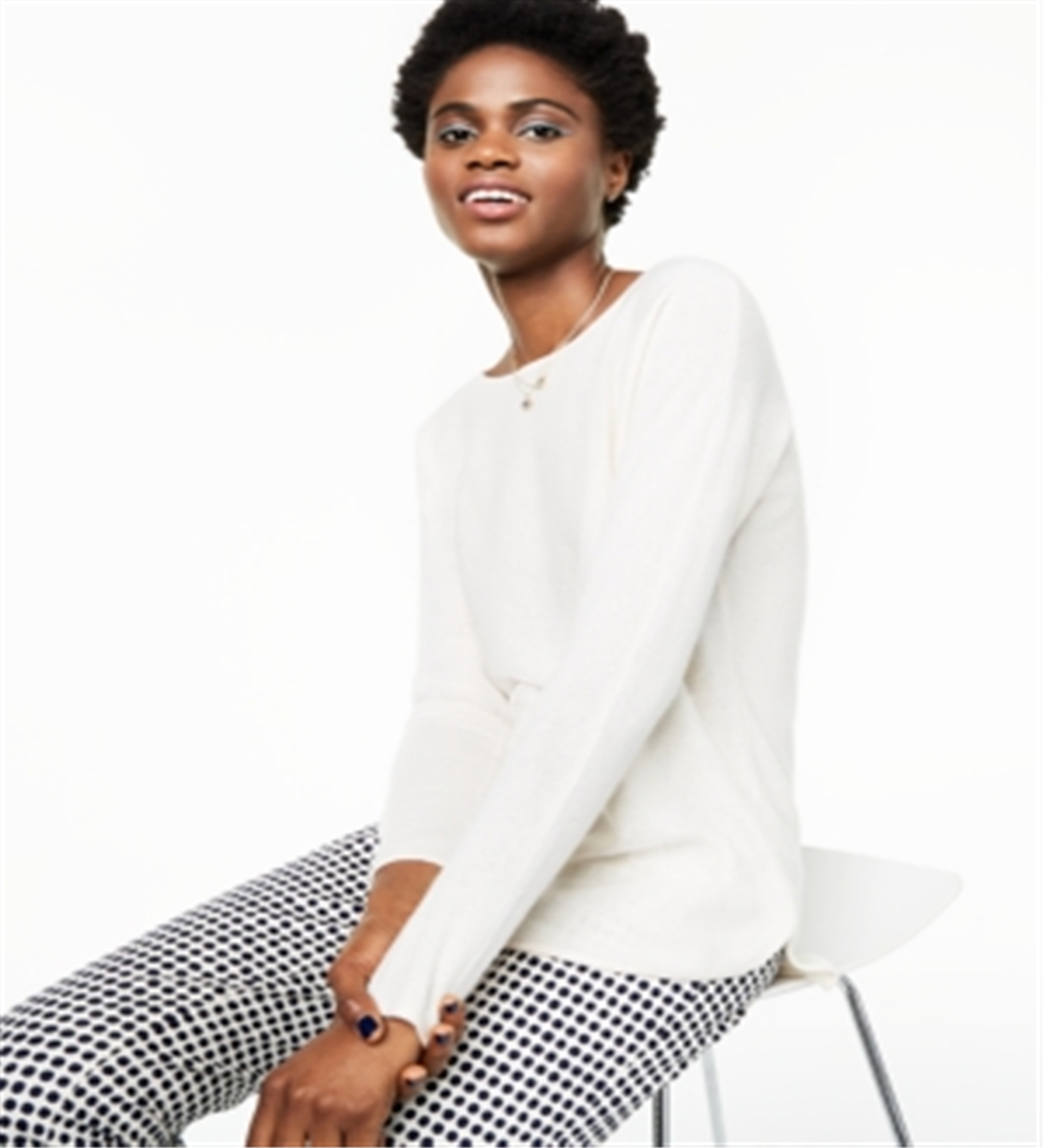 Charter Club Women's Cashmere Shirttail Sweater White Size S