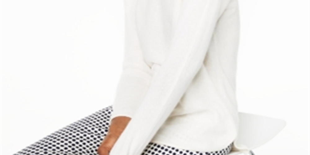 Charter Club Women's Cashmere Shirttail Sweater White Size S