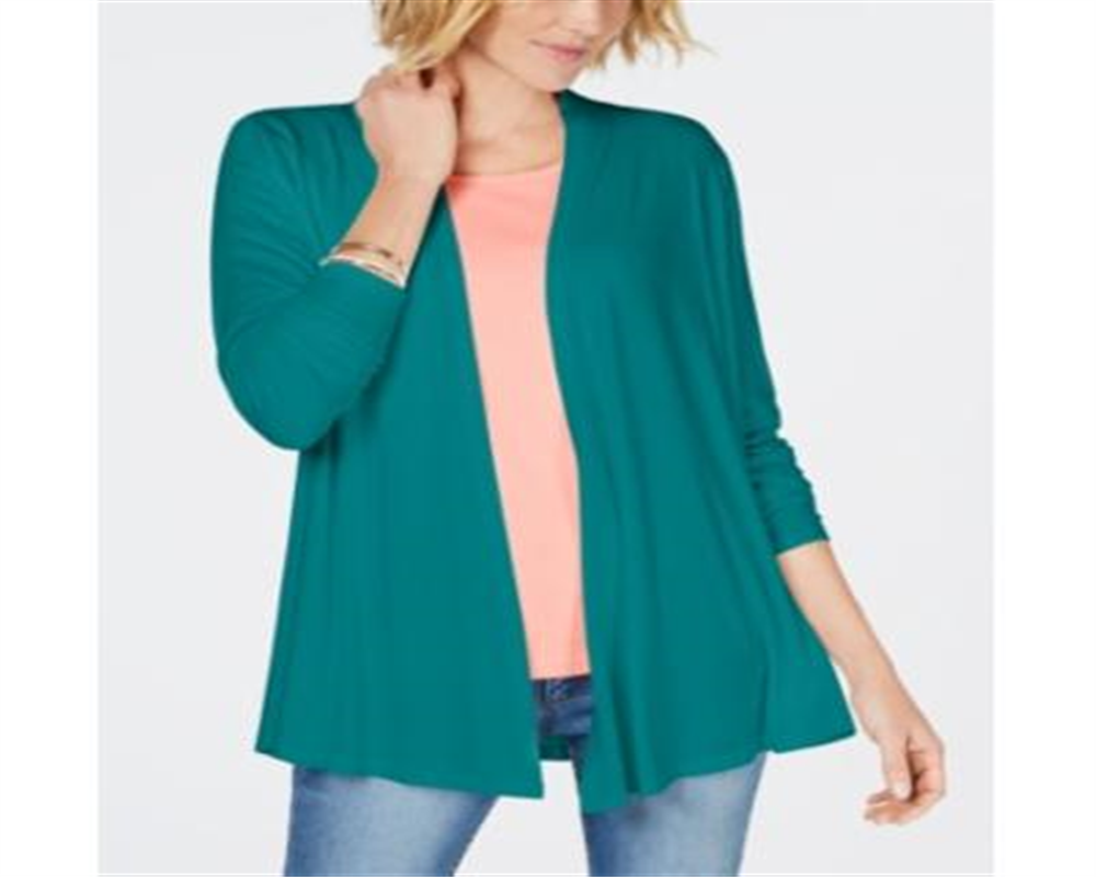 Karen Scott Women's Open Front Cardigan Blue Size Petite Small