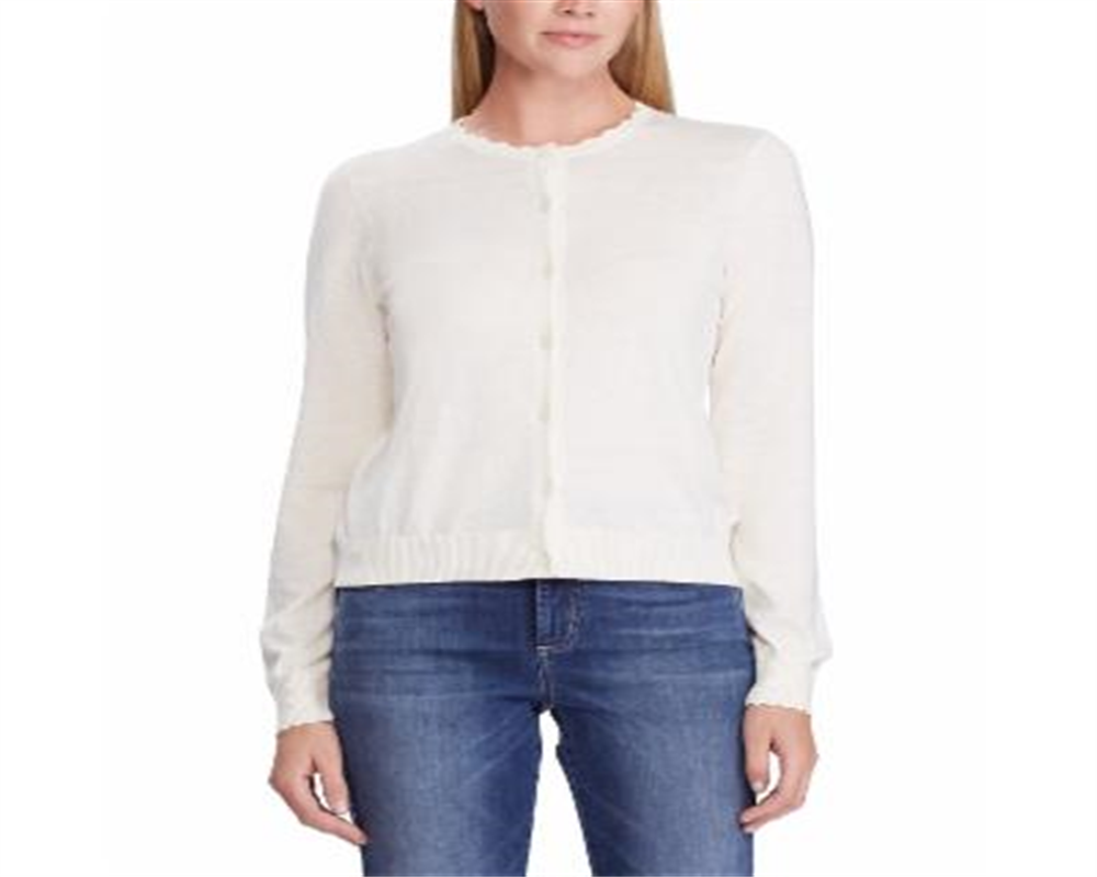 Ralph Lauren Women's Scalloped Cotton Cardigan White Size Petite M