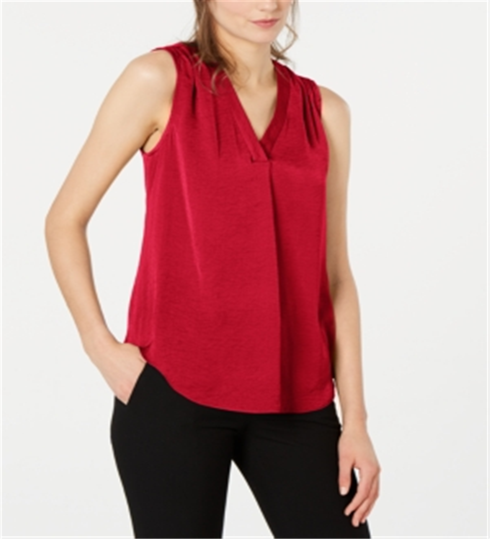 Alfani Women's Satin V Neck Tank Top Red Size X-Small