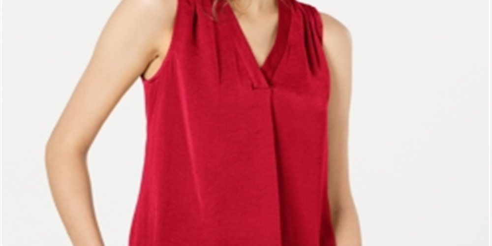 Alfani Women's Satin V Neck Tank Top Red Size X-Small