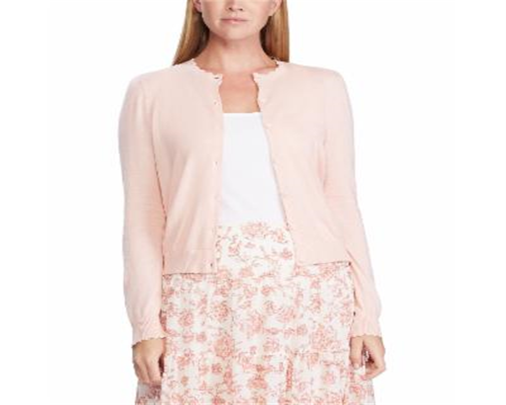 Ralph Lauren Women's Scalloped Neckline Cardigan Gray Size M