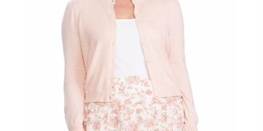 Ralph Lauren Women's Scalloped Neckline Cardigan Gray Size M