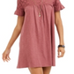 Style & Co Women's Eyelet Flutter Sleeve T-Shirt Dress Purple Size X-Large