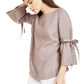 Charter Club Women's Linen Bell Sleeve Top Black Size XL