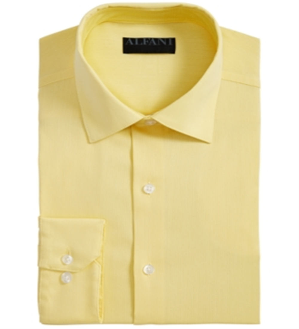 Alfani Men's Bedford Regular Fit Officewear Button Down Shirt Yellow Size XL