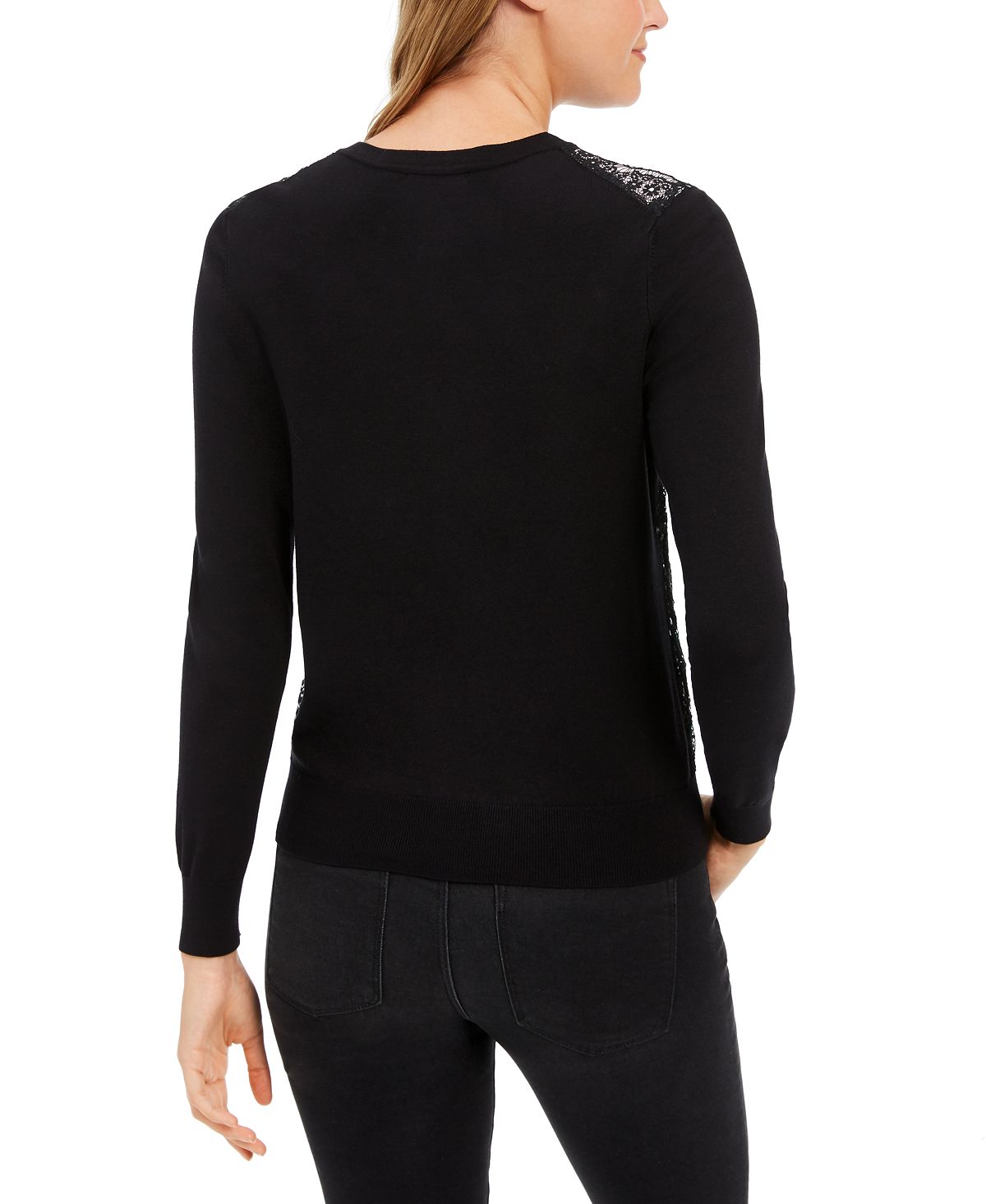 Charter Club Women's Lace Sequin Button Sweater -Black Size XX-Large