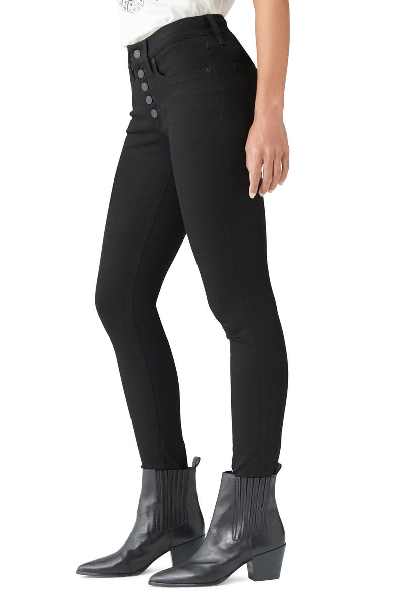 Lucky Brand Women's Ava Exposed Button Skinny Jeans Black Size 31