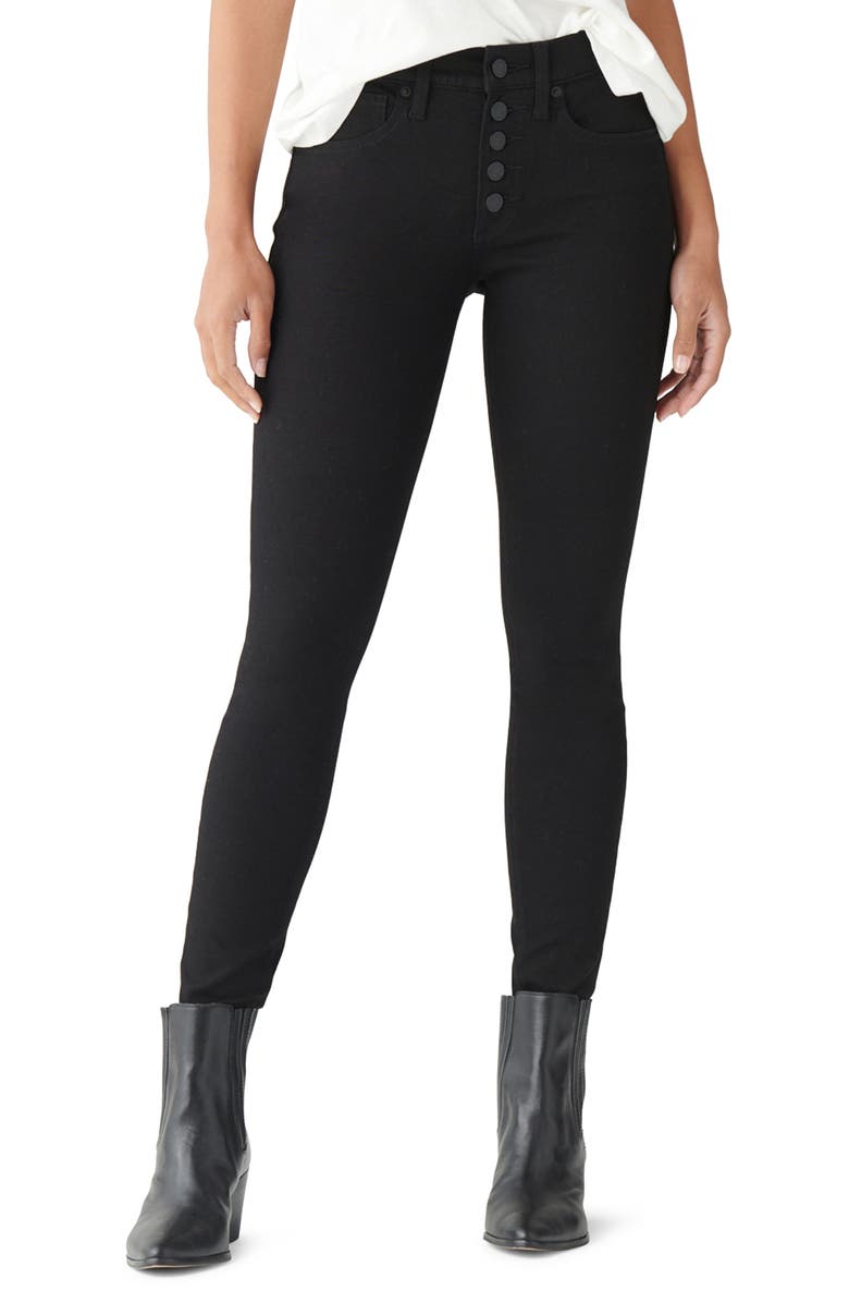 Lucky Brand Women's Ava Exposed Button Skinny Jeans Black Size 31