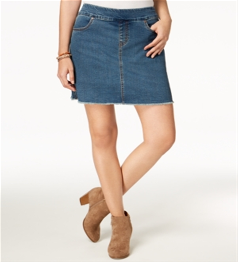 Style & Co Frayed Pull-on Denim Skort Blue Size Large