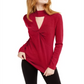 INC International Concepts Women's Cut Out Solid Long Sleeve Keyhole T-Shirt Top Red Size Small