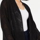 I.n.c. Women's Petite Zigzag Chevron Cozy Cardigan - Deep Black Size Petite Small