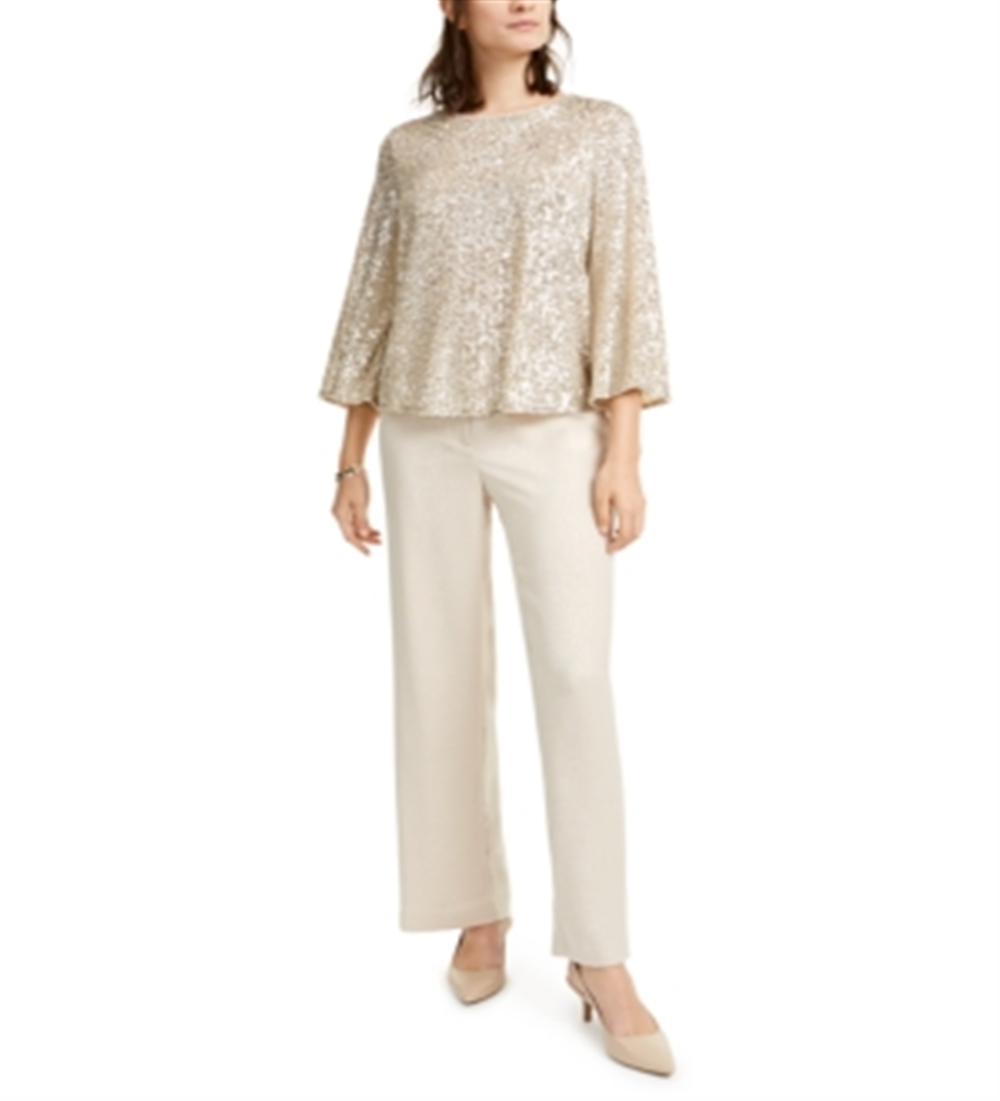 Alfani Petite Snake-Embossed Wide-Leg Pants  - Coca Butter Brown Size 0 P