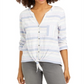 Style & Co Women's Cotton Striped Tie Front Shirt White Size Petite L