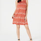 Style & Co Women's Printed Sleeveless Dress Orange Size Small