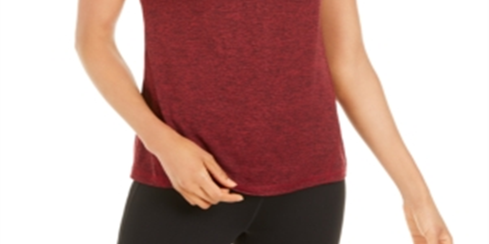 Ideology Women's Essential Heathered V Neck Pullover Top Red Size X-Small
