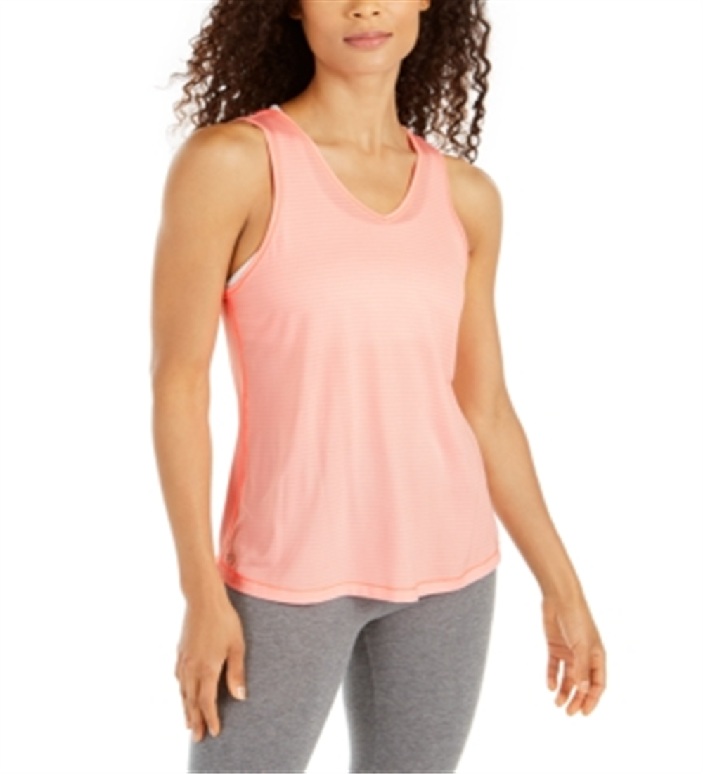 Ideology Women's Coral Sleeveless V Neck Top Pink Size XL
