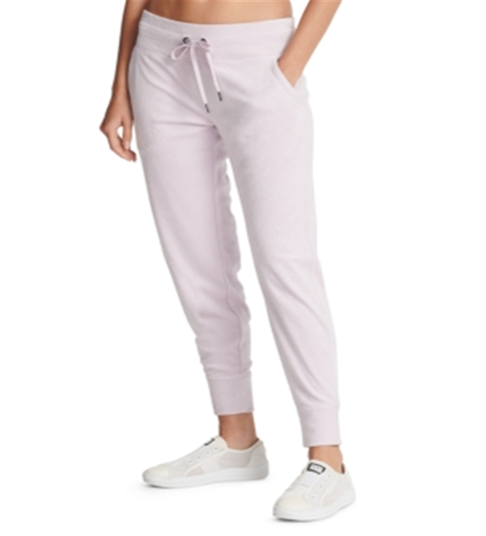 DKNY Women's Sport Velour Logo Print Joggers Pink Size Small