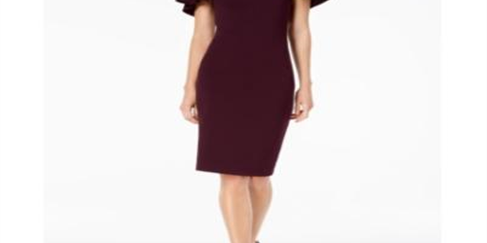 Calvin Klein Women's Capelet Sheath Dress Purple Size 6 P