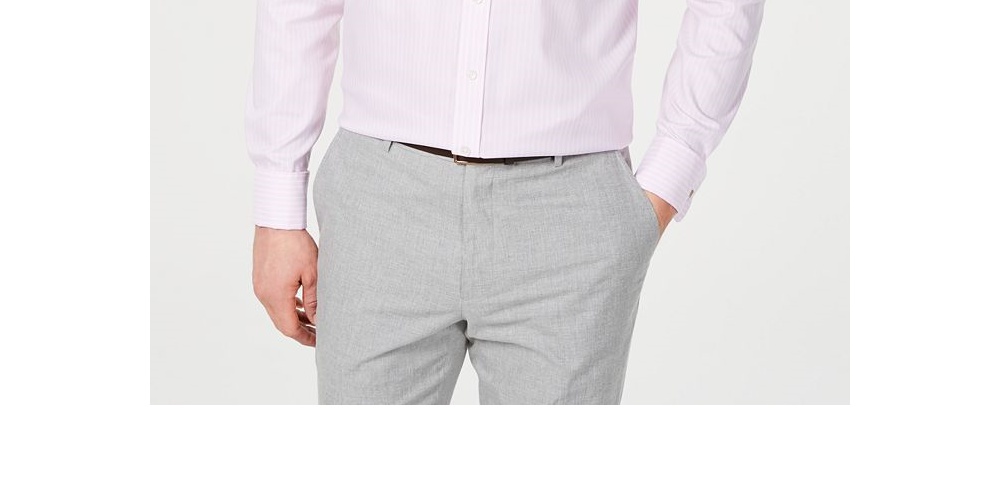 Tasso Elba Men's Regular Fit Button Front French Cuff Shirt Pink Size XL