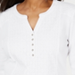 Karen Scott Women's Eyelet Front Cotton Henley Top White Size Petite S/M