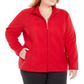 Karen Scott Women's Plus Zeroproof Fleece Performance Athletic Jacket Red Size 1X