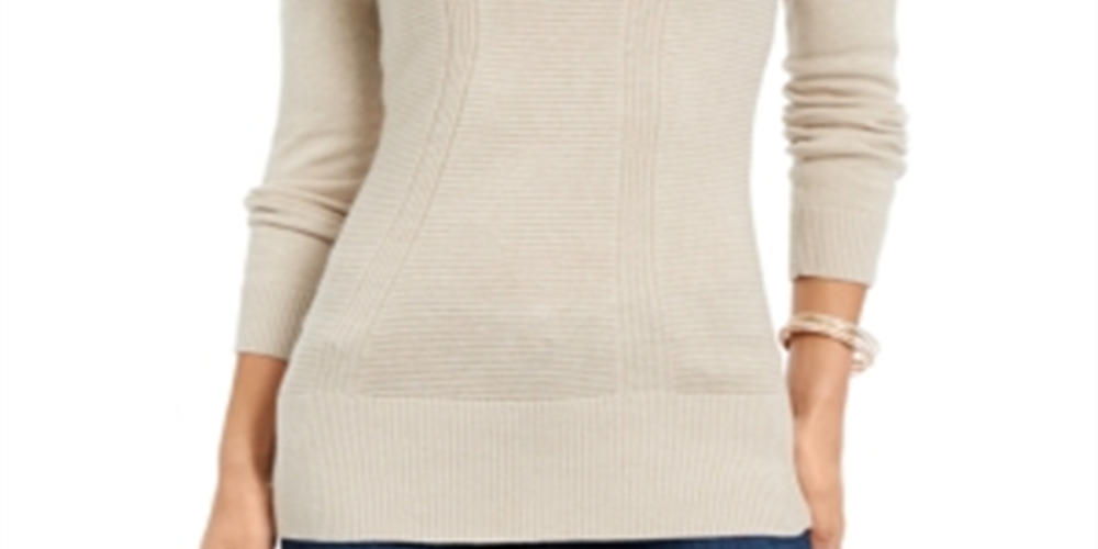 Style & Co Women's Mixed Stitch Sweater Brown Size Medium