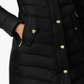 Michael Kors Women's Faux Fur Trim Hooded Chevron Down Puffer Coat Black Size XS