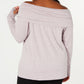 Ideology Women's Plus Off the Shoulder Sweatshirt Pink Size 2X
