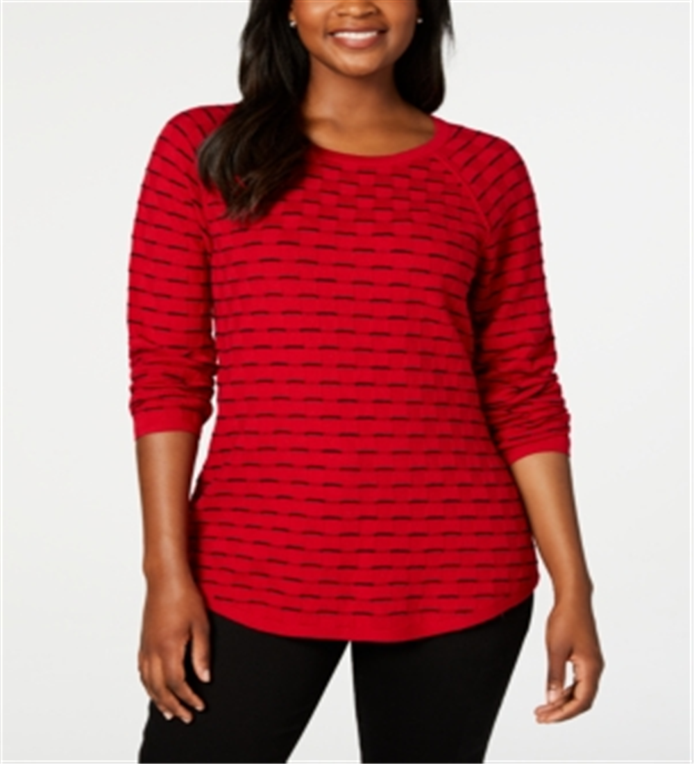 Karen Scott Women's Textu Sweater Red Size Petite S