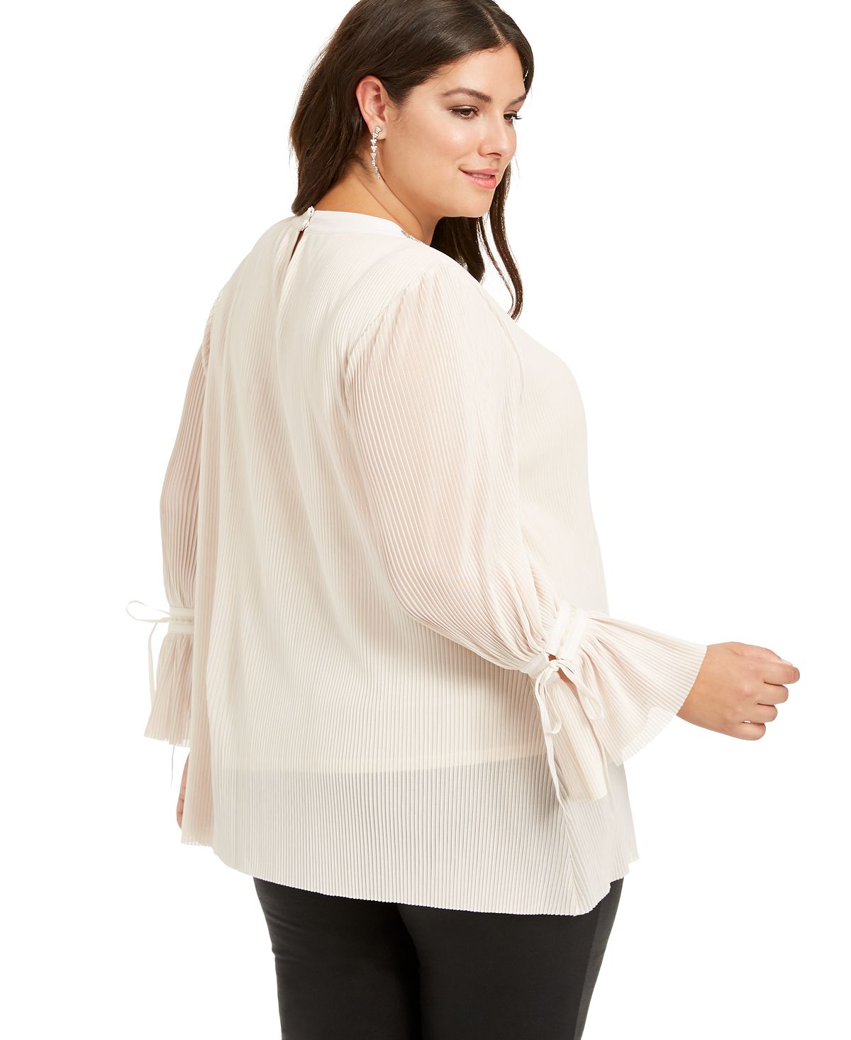 Alfani Women's Plus Pleated Blouse Beige Size 0X