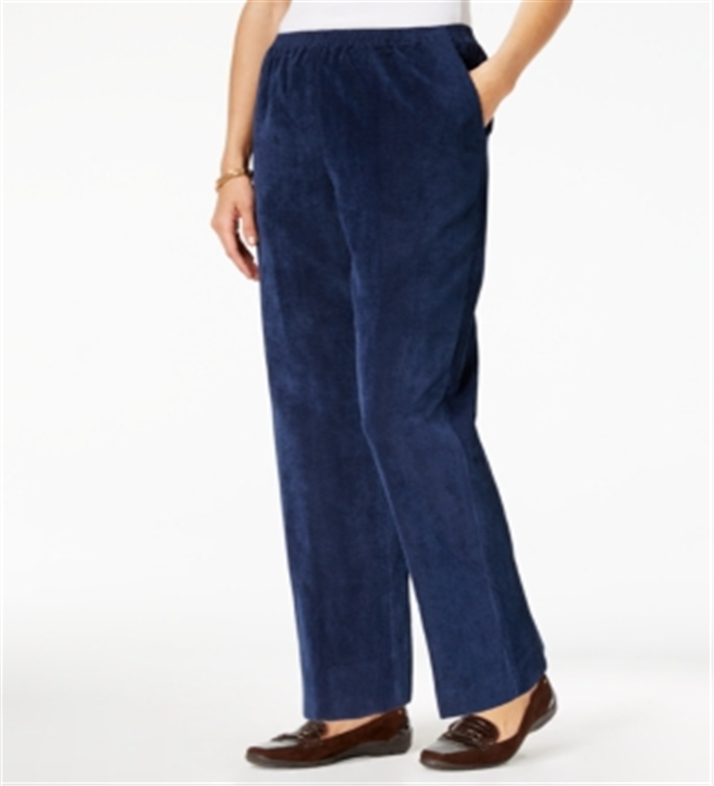 Alfred Dunner Women's Classics Pull on Corduroy Pants Blue Size 10 S