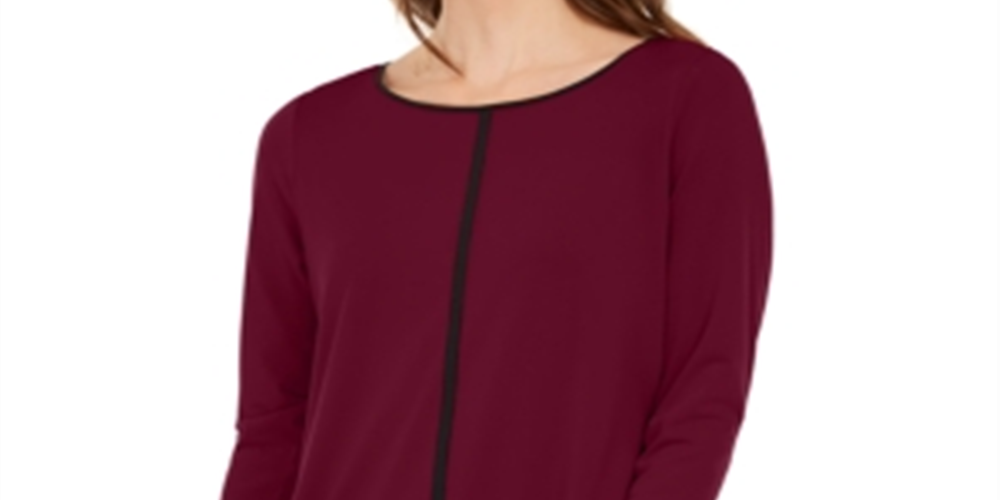 Alfani Petite Piped Tunic Wine Size Petite L