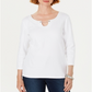 Karen Scott Women's Three Quarter Sleeve Top White Size X-Large