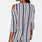 JM Collection Women's Cold Shoulder Keyhole Neck Top Multi Size Small