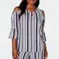 JM Collection Women's Cold Shoulder Keyhole Neck Top Multi Size Small