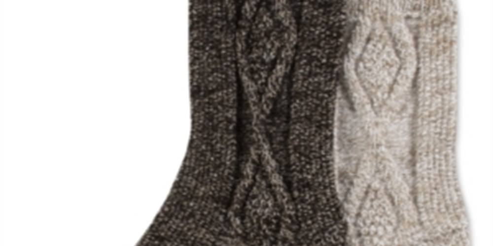 Hue Women's 2pk Cable Boot Crew Socks Brown One Size