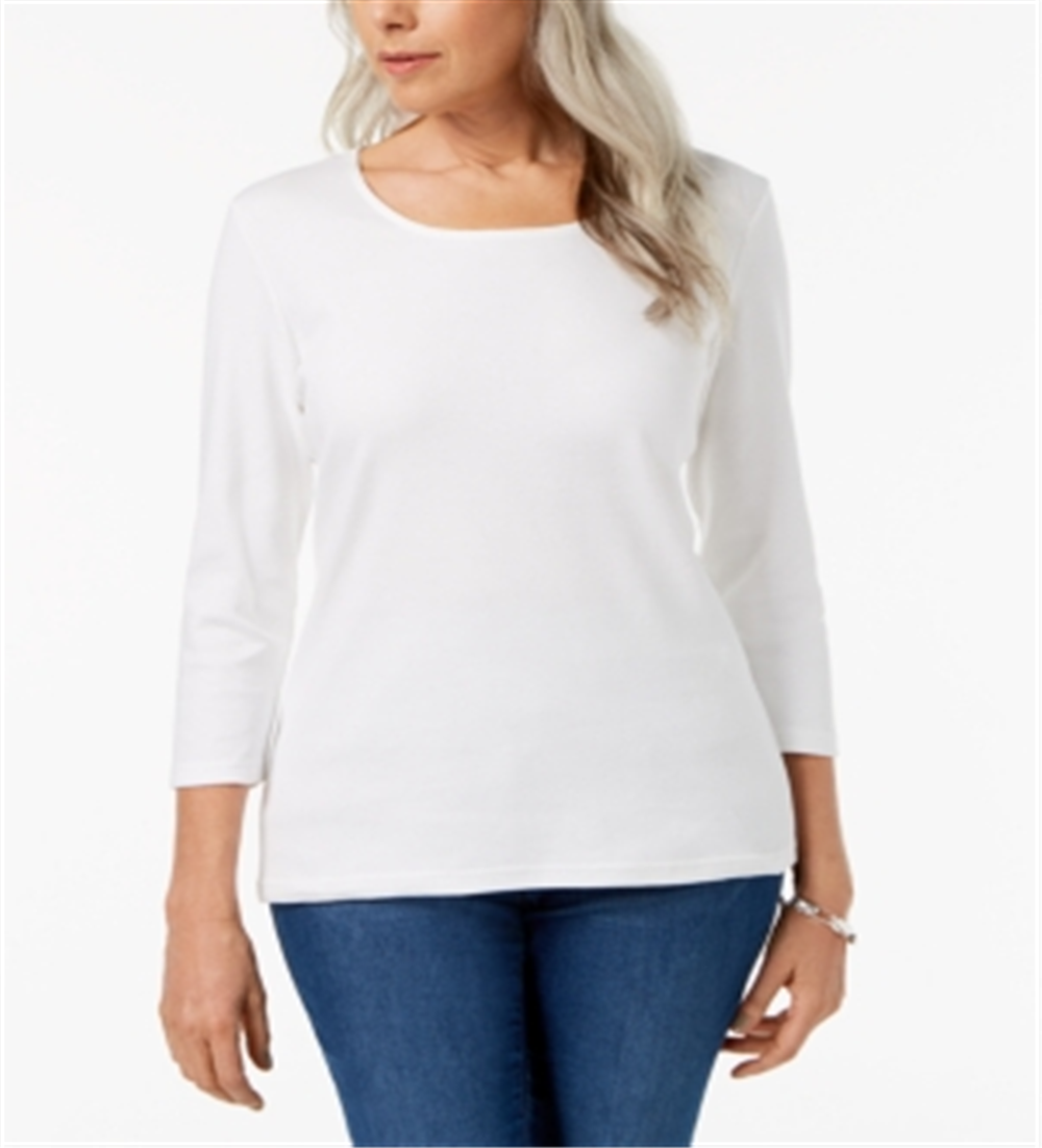 Karen Scott Women's Scoop Neck Top White Size X-Small