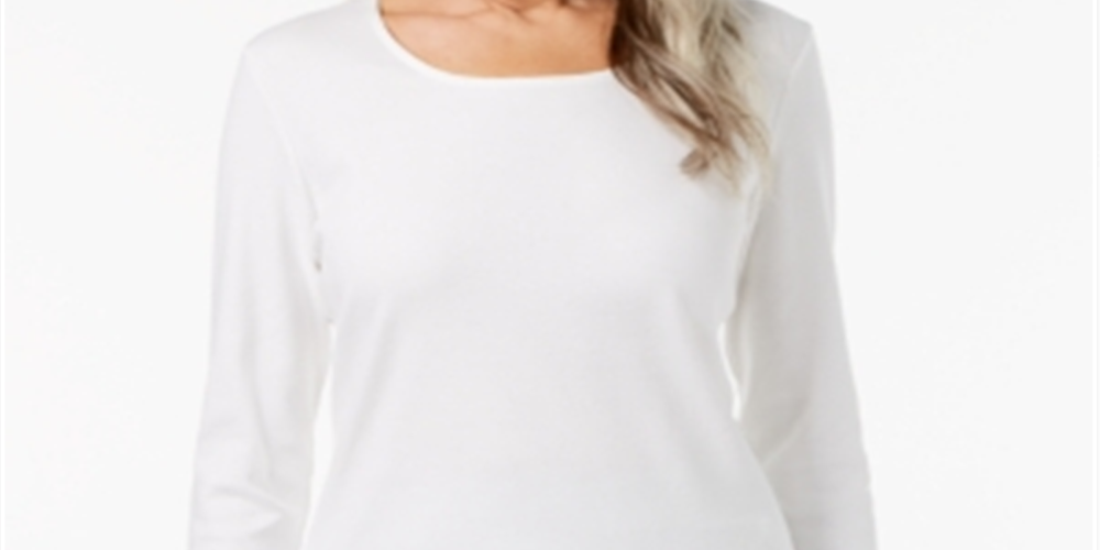 Karen Scott Women's Scoop Neck Top White Size X-Small