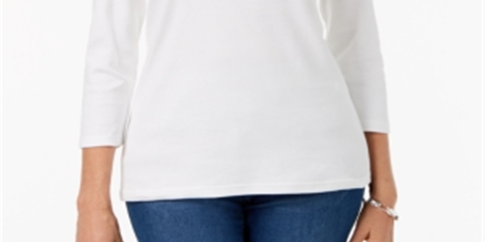 Karen Scott Women's Scoop Neck Top White Size X-Small